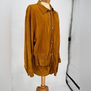 VTG V2 by Versace Carmel Brown Suede Button Down Jacket szL